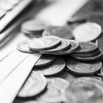 Inflation Money Problem Concept, Coin Stack black white, Cash Pine